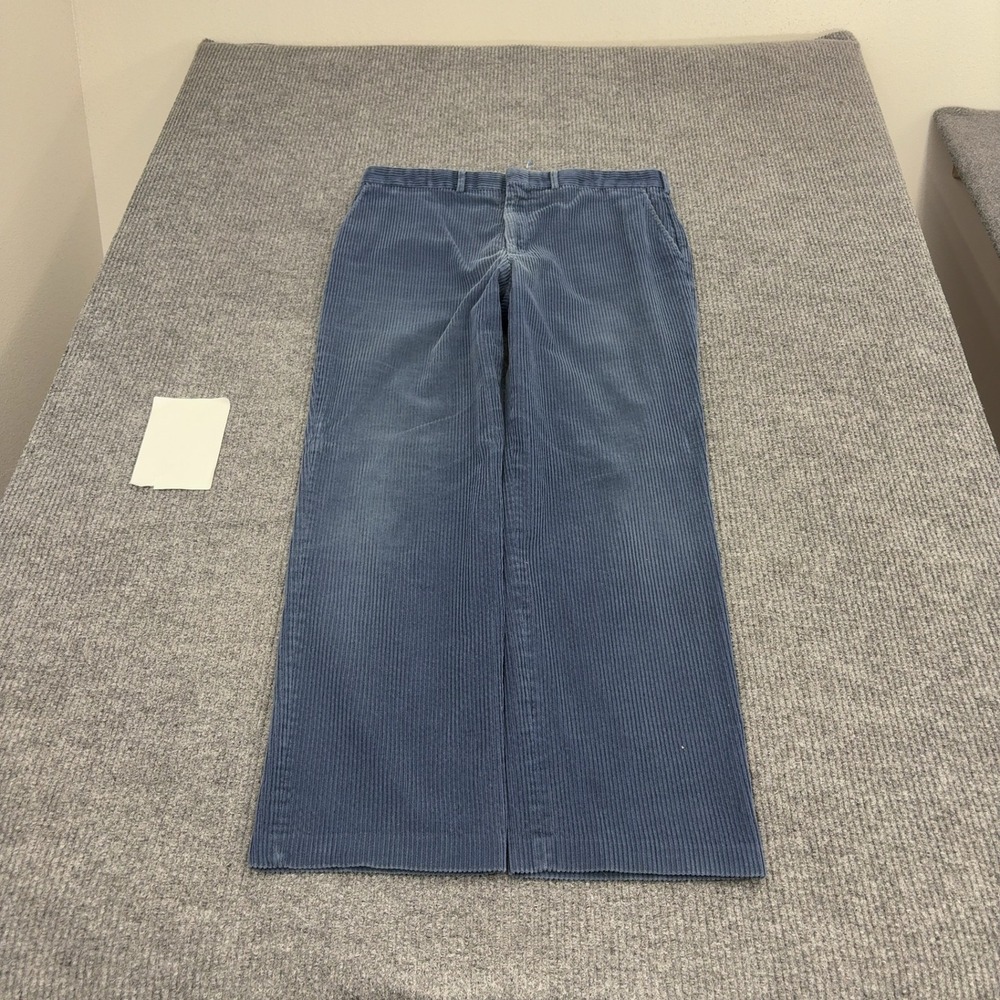 Vintage Lands End Pants Mens 38 Blue Corduroy Straight Leg Casual Preppy Style